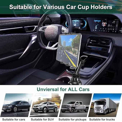 Car Cup Holder Tablet Mount for 4-13" iPad & Phone, Universal Truck Cup Tablet Mount with Adjustable Arm for iPad Pro 12.9 9.7 Air Mini, Samsung Galaxy Fold 4 3, Kindle Fire HD, iPhone etc