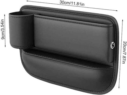 Car Seat Gap Storage Bag for Tesla Model 3 S X Y 2012-2025, 2 Pack Universal Leather Front Filler Organizer Box with Cup Holder, Premium for Keys Phone Glasses Cards, D/Coffee