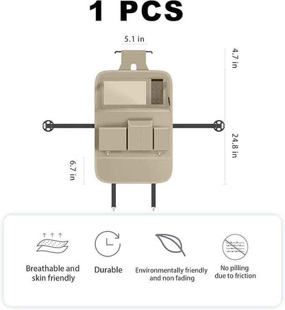 Car Seat Organizers,Multi-functional Back Seat Protectors, Storage Pouches, and Tray Holders (for Cars, Kids, Seat Back and Rear Seats) (Plain Beige, 1 Pcs)