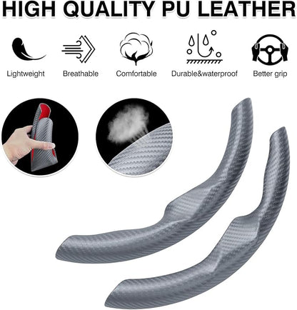 Steering Wheel Cover for Telsa Model 3/Model Y Accessories Carbon Fiber Steering Wheel Cover Protector Anti-Slip, Comfortable Grip, Breathable, Model 3/Y Accessories, Grey
