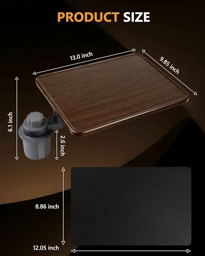 360° Rotating Car Laptop Desk - Cup Holder Mount Car Table Tray, Compatible with Tesla Model Y/3/S, F-150/Explorer/Maverick & Most Vehicles, Car Accessories for Women & Men