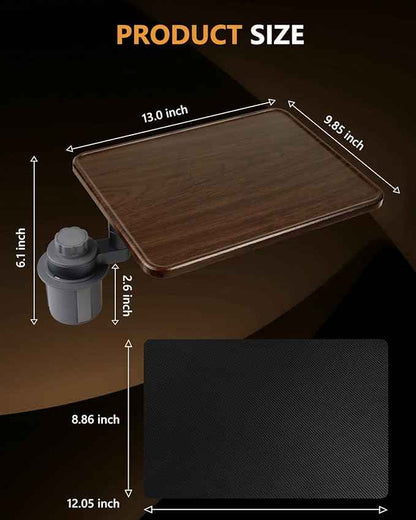 360° Rotating Car Laptop Desk - Cup Holder Mount Car Table Tray, Compatible with Tesla Model Y/3/S, F-150/Explorer/Maverick & Most Vehicles, Car Accessories for Women & Men