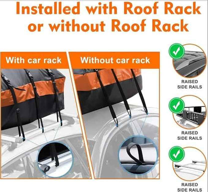 Cargo Carrier Bag 100% Waterproof 20 Cubic ft Extra Storage with Anti-Slip Mat Rooftop Strip Mount Pickup Truck Bed Holder No Require Car Roof top Roof Rack Cross Bars