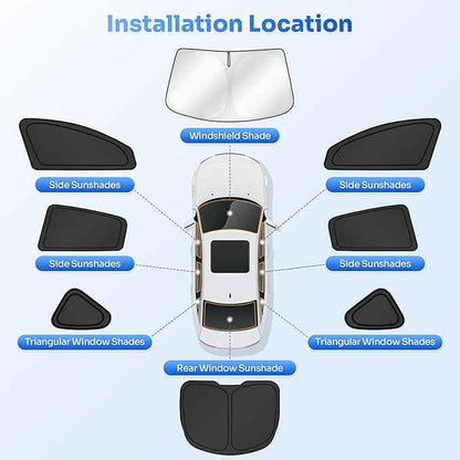 Window Shades for 2025 2026 New Tesla Model Y Juniper Accessories Windshield Sun Shade Side Rear Window Covers Sunshade Sun Visor Shield Privacy Protection for Camping Keep Car Cool Black 8PCS