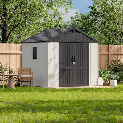 8x8 FT Resin Outdoor Storage Shed with Floor
