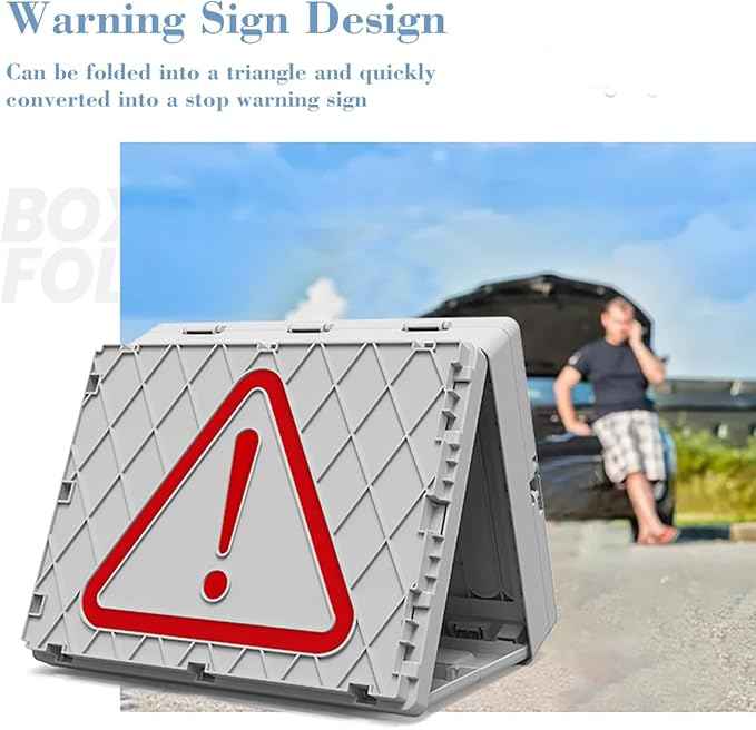 Folding Storage Box with Table, 3 in 1 Camping Collapsible Bins with Parking Warning Sign, Multifunctional Foldable Container, Outdoor Storage Bin for Picnic, Home, Office, Car