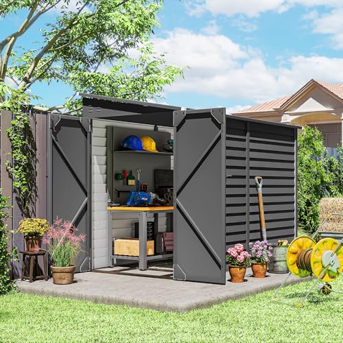 4.6' x 9' Steel Outdoor Storage Shed Waterproof Lean