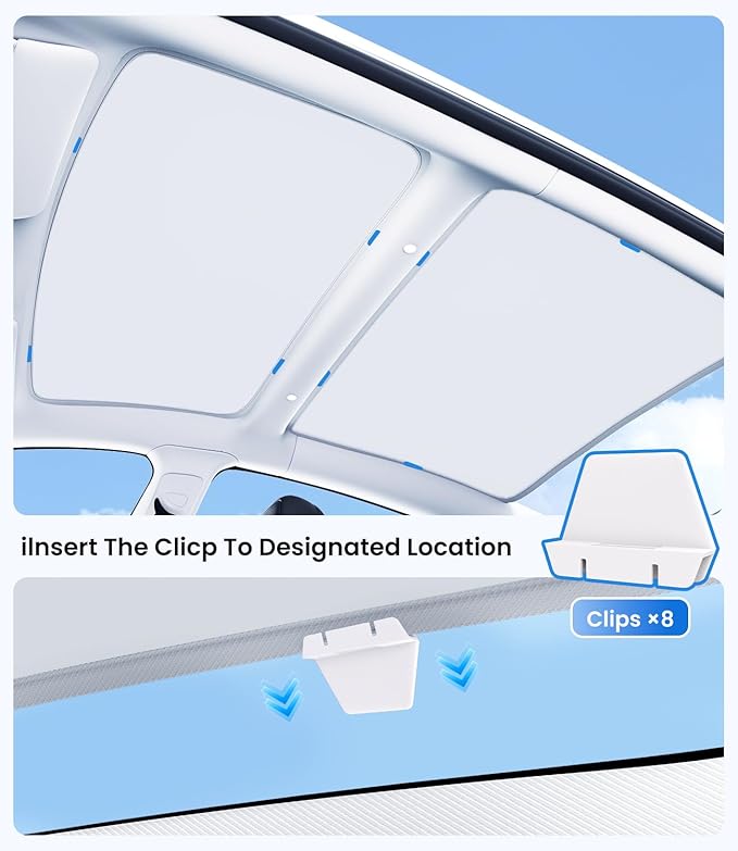 Zanch 2025 Tesla Model 3 Sunshade Roof [No-Sag, Heat Insulation] No Gaps Foldable Roof Glass Sun Shade for for Tesla Model 3 2020~2026 Highland Accessories