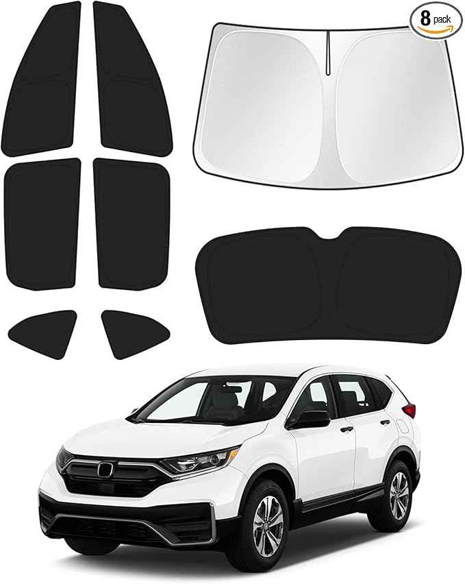 Window Shades for Honda CRV 2017-2022 CR-V Accessories Windshield Sun Shade Side Rear Window Cover Sunshade Sun Visor Shield Privacy Protection for Camping Keep Vehicle Cool Black 8PCS