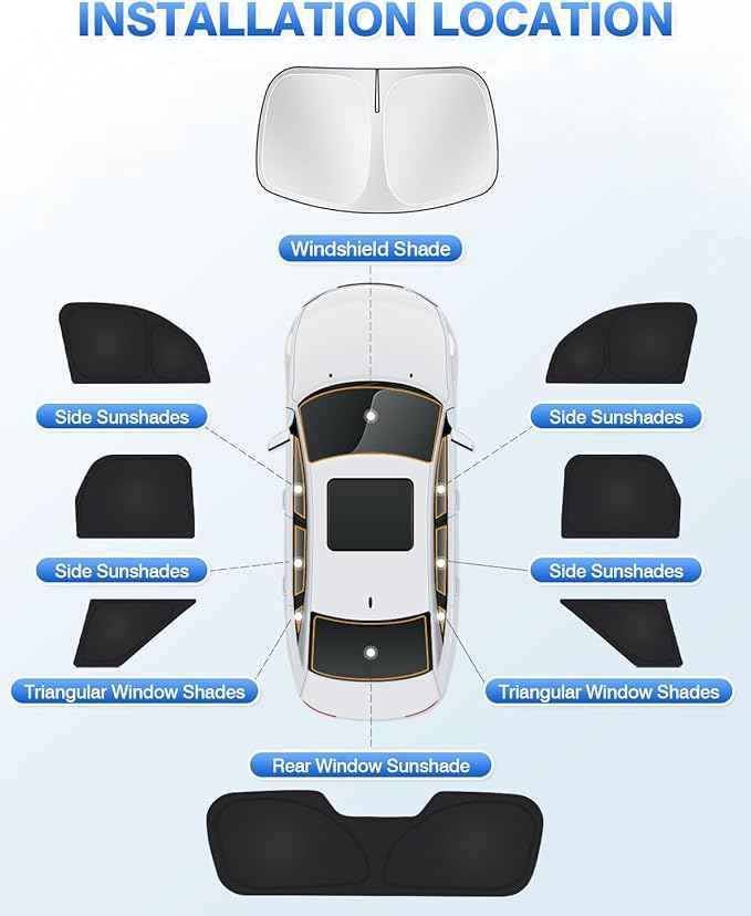 Windshield Sun Shade for Ford Bronco Sport 2021-2025 2026 Side Rear Window Shade Cover Set Window Sun Visor Blocker Privacy Protection Keep Vehicle Cool Black 8PCS