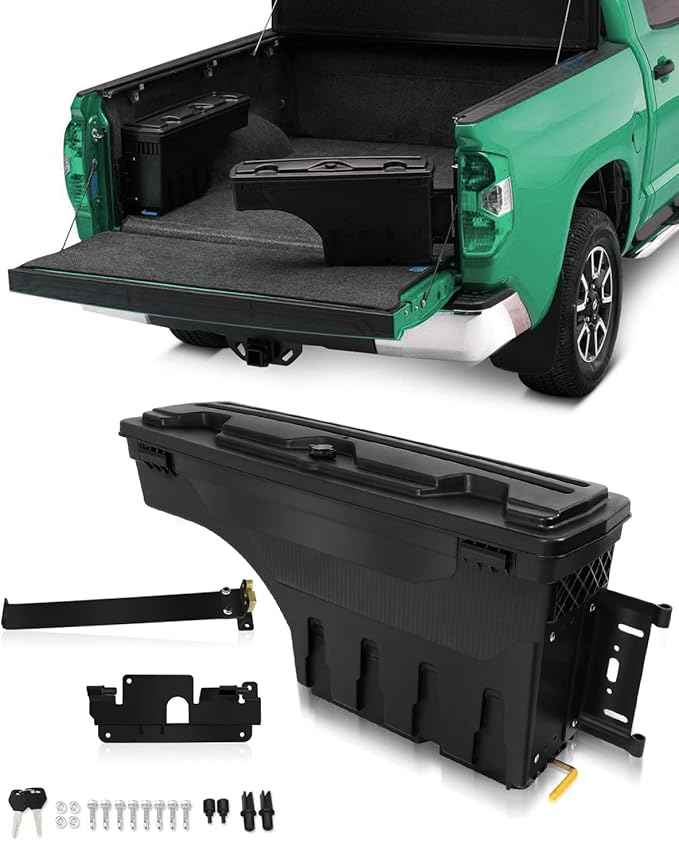 SCITOO Right Passenger Side Truck Bed Tool Box for Chevrolet Silverado 2008-2019 for GMC Sierra 2008-2019,Multi-Compartment Dividers Organized Storage,Heavy Duty & No-Drill Installation