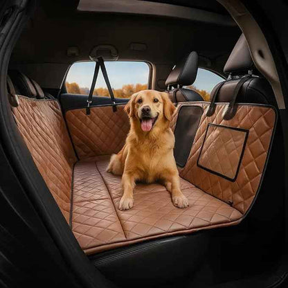 FUNNY FUZZY Dog Car Seat Cover, Back Seat Extender for Dogs - 420Lb Hard Bottom Waterproof Pet Car Seat Cover, 600D Heavy Duty Pet Hammock with Non-Slip Bottom for Cars, SUV, Trucks