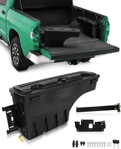 SCITOO Left Driver Side Truck Bed Tool Box for Chevrolet Silverado 2008-2019 for GMC Sierra 2008-2019,Multi-Compartment Dividers Organized Storage,Heavy Duty & No-Drill Installation