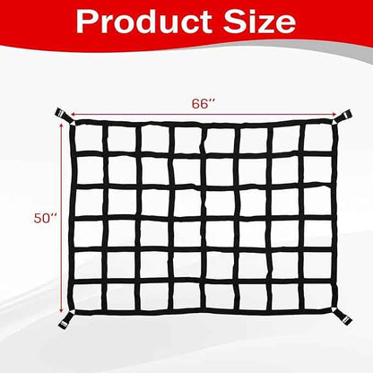 Heavy Duty 66" x 50" Truck Bed Cargo Net with Adjustable Cam Buckles & S-Hooks,5.5' x 4.17' Cargo Net with 1100LBS Capacity for Pickup Truck Bed Trailer SUV Jeeps