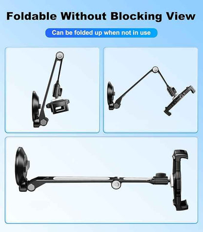 Car iPad Tablet Mount Holder for Truck, 360° Long Arm Cup Suction Dashboard Windshield Heavy Duty Mount for Semi Truck/SUV/Van, Vehicle Accessories Fit for 4.7-12.9" iPad Pro Air Mini iPhone