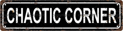 CHAOTIC CORNER Space Vintage Metal Tin Street Sign Bar Cafe Garage Cave Home Room Wall Bathroom Farmhouse Garden Porch Patio Decor, 16 x 4 Inch