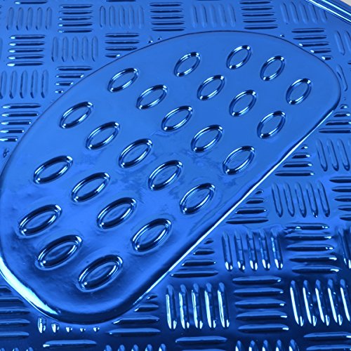 4-Piece All-Weather Universal Fit Front & Rear Floor Mats for Cars Trucks SUVs Vans, All-Weather Easy-to-Clean Diamond Metal Pattern Durable Heavy Duty Non-Slip Protection - Metallic Blue