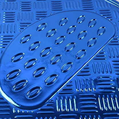4-Piece All-Weather Universal Fit Front & Rear Floor Mats for Cars Trucks SUVs Vans, All-Weather Easy-to-Clean Diamond Metal Pattern Durable Heavy Duty Non-Slip Protection - Metallic Blue