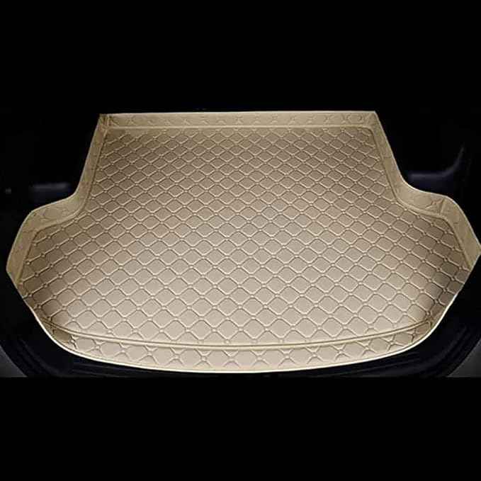 Car Trunk Mats for 2026 Tesla Model Y Juniper 5-Seat, Custom Leather Cargo Liners Rear Boot Floor Carpet, Storage Luggage Protection Pad Accessories with Raised Edges, D/Beige