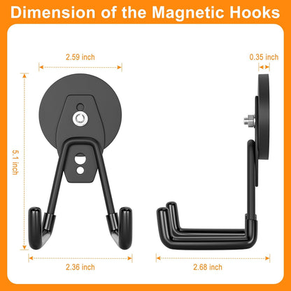 ENUODA Strong Magnetic Hooks 6 Pack Large Rare Earth Magnet Hooks Heavy Duty Utility Magnetic Tool Holder for Garage Organization, Van, Barn, to Hang Bag, Coat, Power Tool, Toolbox, Shovel, Broom,