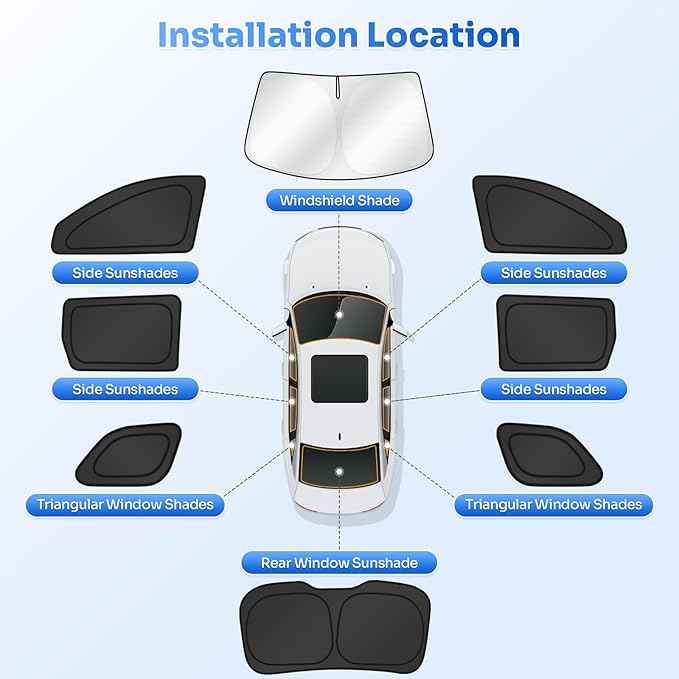 Window Shades for 2017-2025 Jeep Compass Accessories Windshield Sun Shade Side Rear Window Covers Sunshade Sun Visor Shield Privacy Protection for Camping Keep Vehicle Cool Black 8PCS