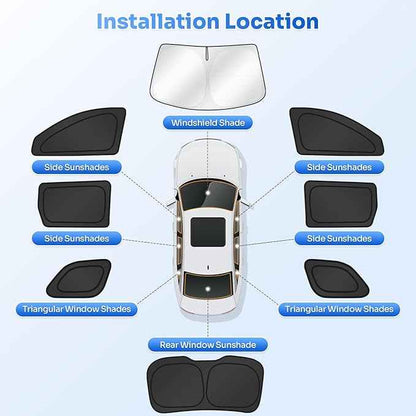 Window Shades for 2017-2025 Jeep Compass Accessories Windshield Sun Shade Side Rear Window Covers Sunshade Sun Visor Shield Privacy Protection for Camping Keep Vehicle Cool Black 8PCS