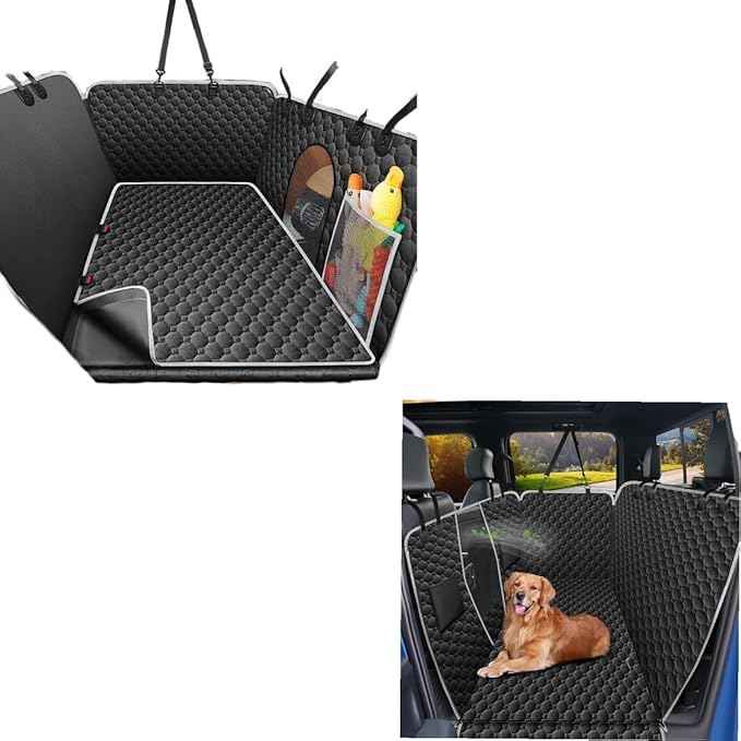 Mancro XXL Floor Dog Hammock for Truck with Flip Up Rear Seats, Waterproof Dog Seat Cover for Back Seat