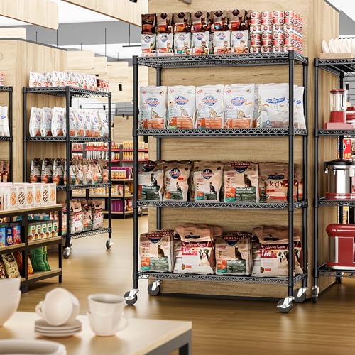 Garage Shelving Wide Storage Shelves 4 Tier Metal Shelves 3200 LBS Heavy Duty Adjustable Utility Shelf Rack Black 23.6" D x 53.1" W x 73.6" H (4 Count)