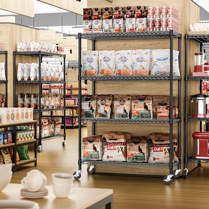 Garage Shelving Wide Storage Shelves 4 Tier Metal Shelves 3200 LBS Heavy Duty Adjustable Utility Shelf Rack Black 23.6" D x 53.1" W x 73.6" H (4 Count)
