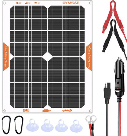 20W 12V Solar Trickle Charger Maintainer for Vehicle Batteries