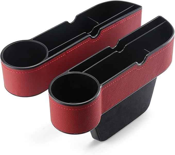 Car Seat Gap Filler Organizer for Tesla Model 3/Model S/Model X/Model Y/Cybertruck/Roadster Seat Organizer Auto Leather Cup Holder Gap Organizer,Burgundy-2pcs