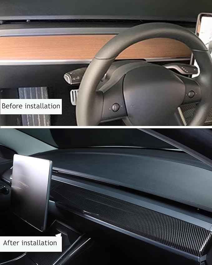 Glossy carbon fiber Dashboard Cover and Front Door Cover Compatible with Tesla Model 3（2021-2023） and Model y（2019-2024) (glossy carbon fiber)