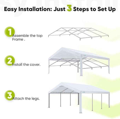 Quictent 20x20ft Party Tent Heavy Duty Outdoor Canopy Tent Carport Wedding Event Shelter BBQ Wedding Tents for Parties with Storage Bags(Mesh)