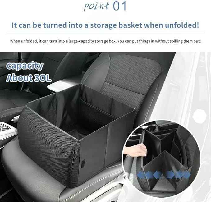 Car Storage Box for Tesla Model 3 Highland 2024 2025, Foldable Lumbar Cushion Waterproof Large Capacity 30L Organizer Travel Accessories