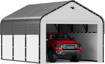 10x16 Metal Carport with Removable Sidewalls, Heavy Duty Car Carport Canopy, 100MPH Wind Resistance for Cars, Boats, Trucks, Outdoor Parties