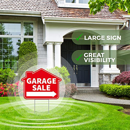 2PC Garage Sale Yard Sign with Stakes (2 Count)