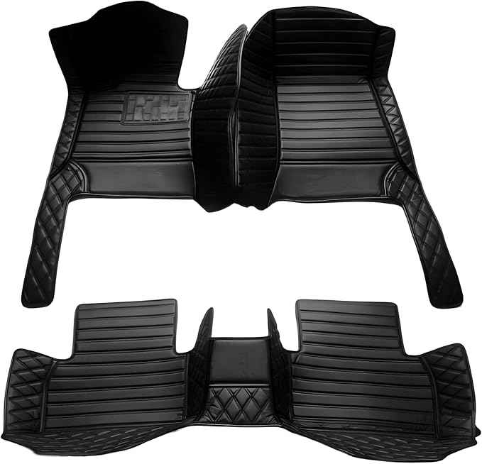 SARAHS Customized car Floor mats -Suitable for 99% of Cars, SUVs, and Trucks - car Pads to Protect Vehicle Interior Floor Accessories (Black Double Splicing)