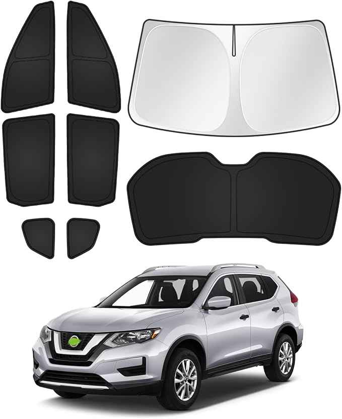 Sunshades for 2014-2020 Nissan Rogue (Not for Rogue Sport) Accessories Windshield Sun Shade Side Rear Window Shade Cover Sun Visor Shield Privacy Protection Keep Vehicle Cool Black 8PCS