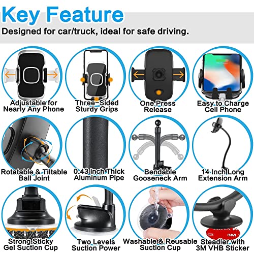 Solid Car Truck Phone Mount Holder with 14