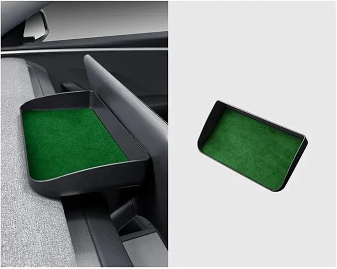 Dashboard Storage Box Central Control Suede Instrument Storage Compatible For Tesla Model 3 Highland 2024 Modification Interior Accessories(Cold Green)