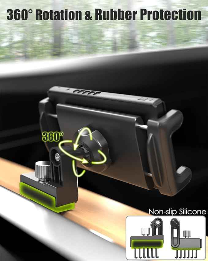 Charchendo Car Game Consoles Mount for Tesla Model Y/3, Air Vent Holder for Switch Tablet Phone with Anti-Drop Shake Road Trip Essentials Compatible with Switch, iPad 12.9, Phones More Devices 4-13''