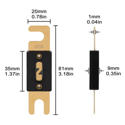 80A ANL Fuse 80 Amp Inline Blade Fuses 32V for Car Audio Inverter Automotive Stereo (Pack of 3 pcs)