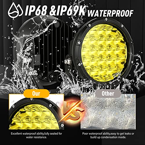7inch Amber Round Off Road Light Yellow LED Offroad Driving Light (2 Count)