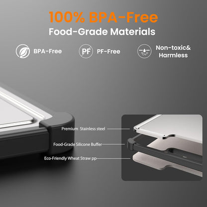 Premium 316 Stainless Steel Cutting Board for Kitchen Extra Large 16.9" x 11.8" Best Non-Toxic Chopping Board for Meat Food-Grade Metal & Eco-Friendly Wheat Straw Dual-Sided Healthy Kitchen Essential