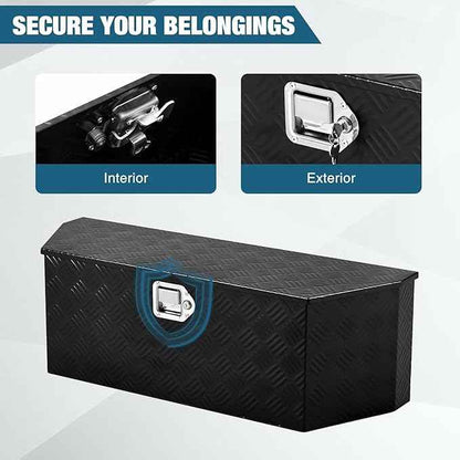 Aluminum Trailer Tongue Box, Heavy Duty Storage With Lock and Keys, Utility Truck Tool Box Storage Organizer, Tool Chest for Pickup Truck Bed, RV, 36"x12"x12"