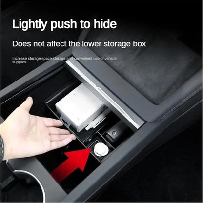 NanDeZ Central Control Storage Box Flocking Compatible For Tesla Model 3 Highland 2024 ABS Central Organizer Stowing Tidying Car Accessories 3PCS(Color:3PCS B)