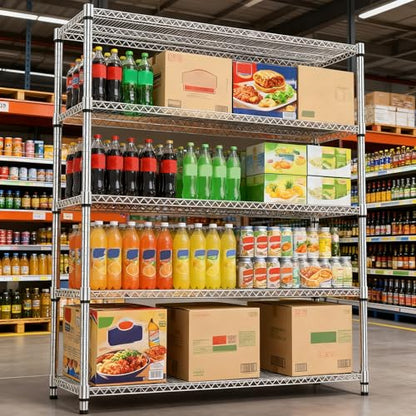 5 Tiers Shelf 3300 lbs Steel Storage Shelving Utility Shelving Unit Steel Organizer Wire Rack for Home (5 Count)