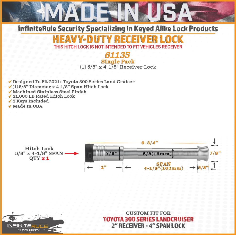 61135 Receiver Lock for 2021+ Toyota 300 Series Land Cruiser