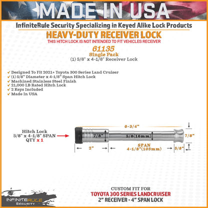 61135 Receiver Lock for 2021+ Toyota 300 Series Land Cruiser