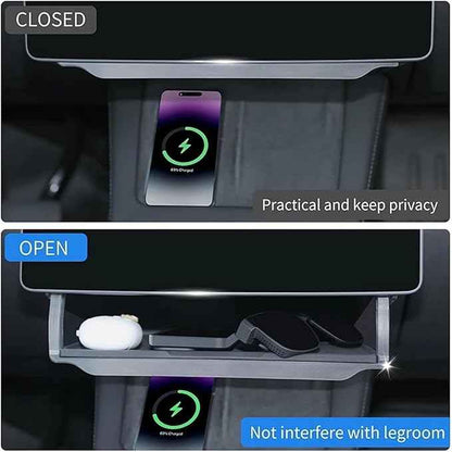 Center Console Screen Under Storage Box Compatible For Tesla Model 3/Y Juniper/Launch 2026, Center Console Hidden Storage Organizer Tray(Before 2023 Model 3Y)